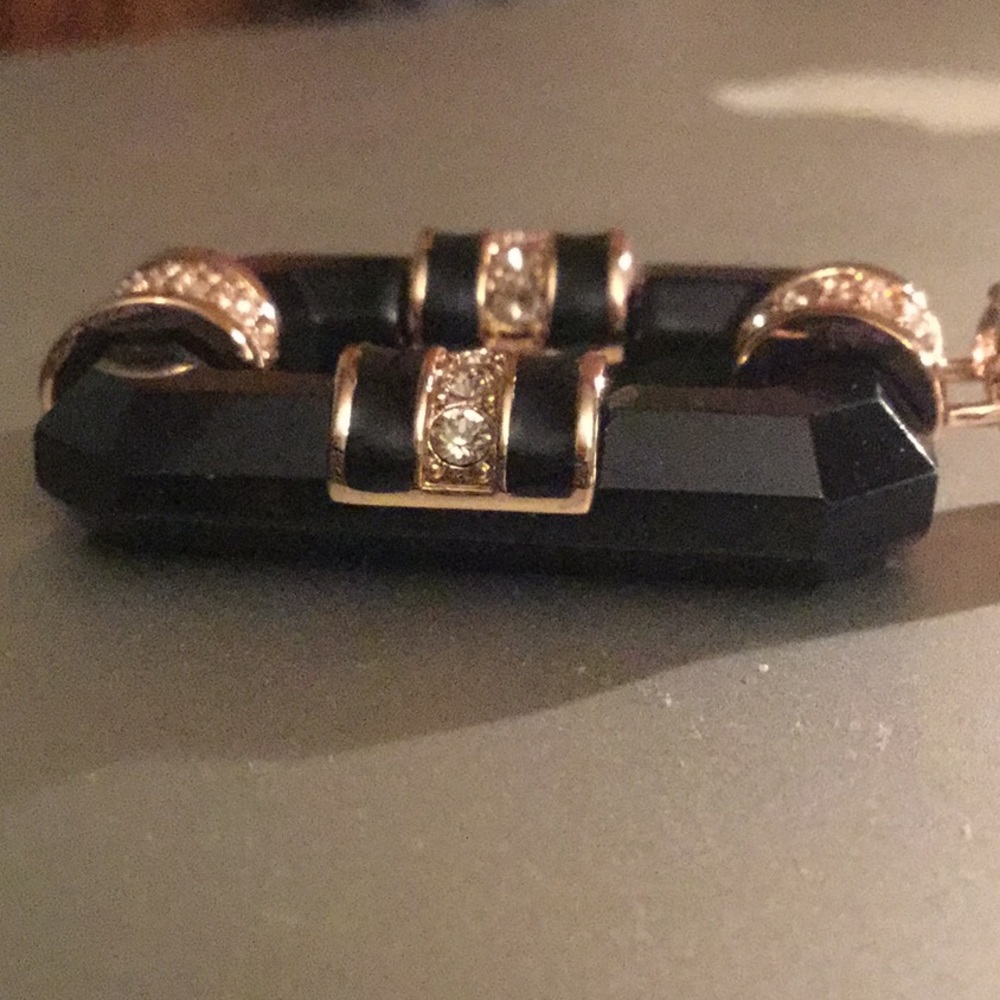 NWOT Rachel Zoe Pave Crystal Obsidian Pendant & MODIFIED Chain - Picture 6 of 11